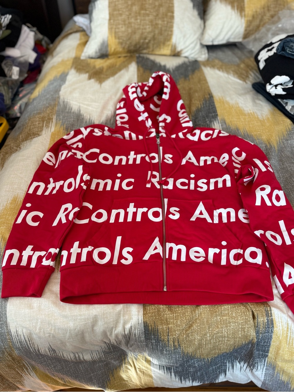 Denim Tears Arthur Jafa Systematic Racism Control America Zip Up Hoodie Size XL
